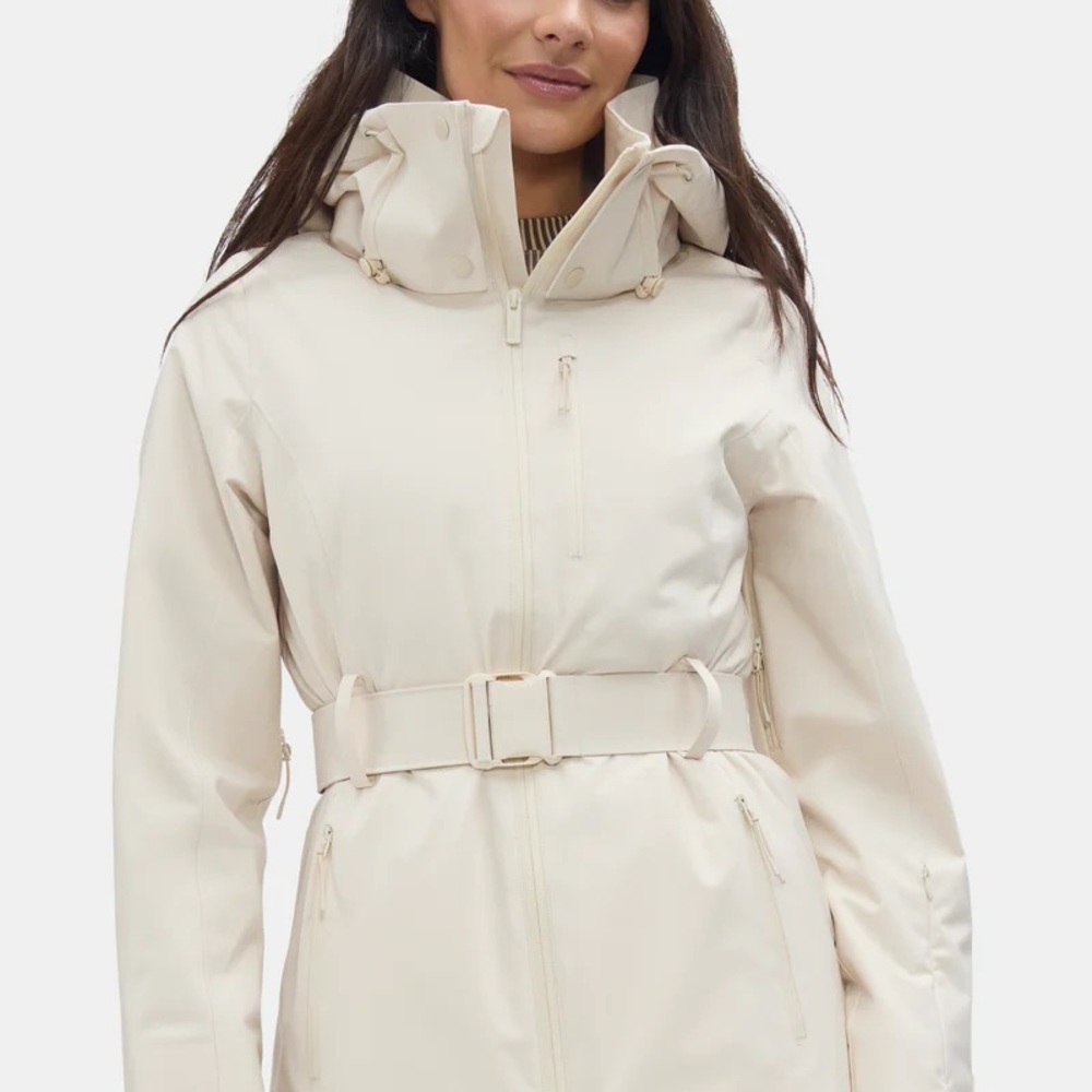 Women's Beige Belted Ski Jacket